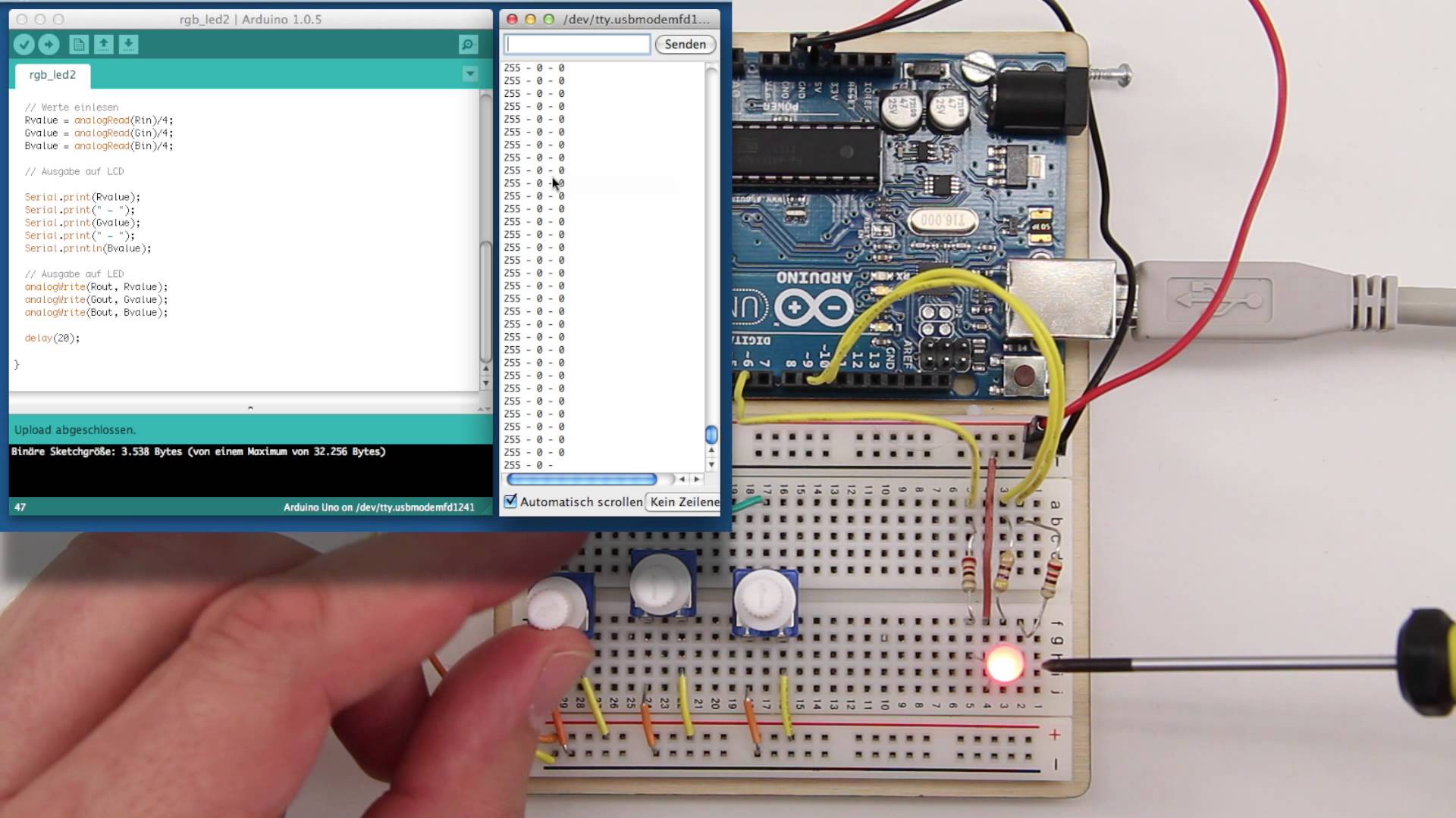 Eine RGB LED am Arduino betreiben